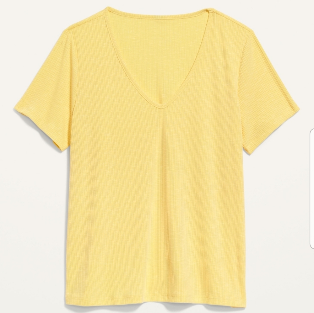 Short-Sleeve Luxe V-Neck Rib-Knit T-Shirt
